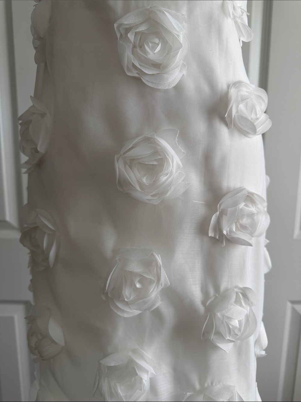 Lulus White Posh Appearance 3D Floral Appliqué Sheer Strapless Midi Dress Size S - Picture 5 of 13
